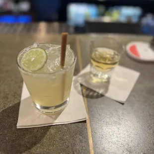 Margarita and shot of Tequila Herradura