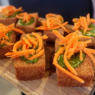 Alabama Chanin, Friends of the Cafe Dinner 8/24/2017, Chef Asha Gomez Fry Bread w/ mint chutney &amp; quick pickled carrots