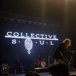 a band playing on stage