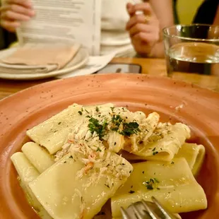 Mandilli Di Seta (handkerchief egg-pasta, basil-almond ligurian style pesto, and pecorino toscano)