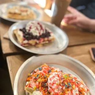two plates of food on a table