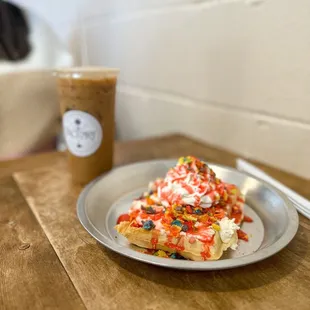 a slice of cake and a cup of coffee