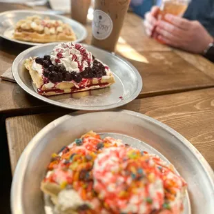 two plates of food on a table