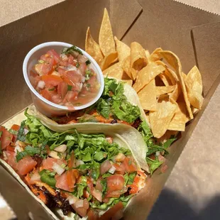 $10 fish tacos and chips/salsa
