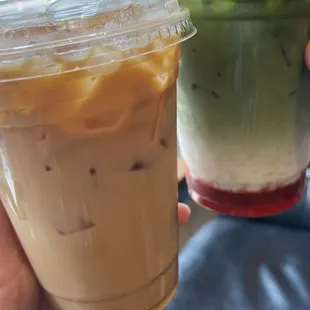 Wookiee latte and strawberry matcha