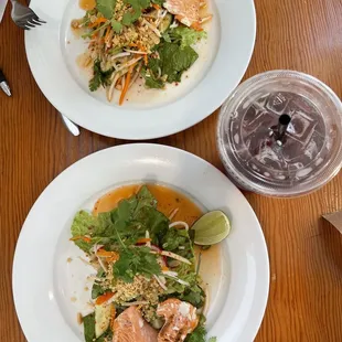 We split a Bon Mi salad with Salmon -- so good!