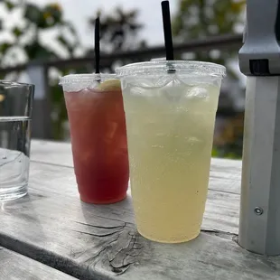 Ginger lime soda and blueberry lemonade