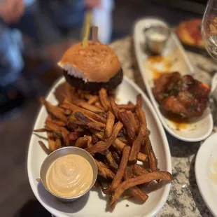 Gluten-free burger with fries