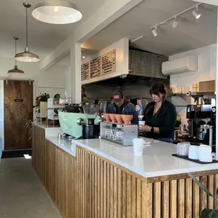 The barista/ ordering counter at Fairview Coffee