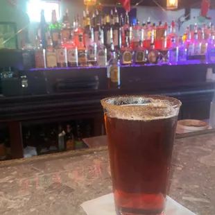 Christmas ale rimmmed with fireball!