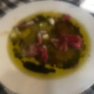 red pepper and oil needs something? maybe truffle oil?