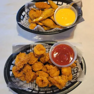 Top to Bottom: Fried Crab Fingers, Fried Calamari