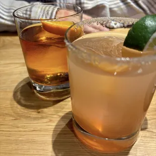 We ordered a "Hit the Decc Old Fashioned " and a "Raspberry Margarita"