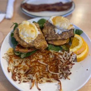 Fried Chicken Eggs Benedict