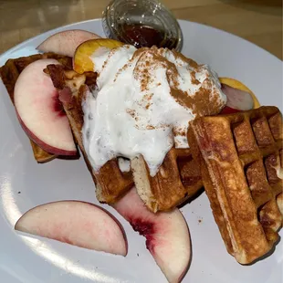 Peach and apricot waffles