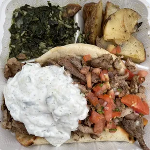 Lamb and Beef Gyro Plate with choice of two sides