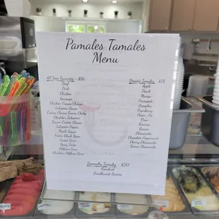 Tamales selection menu