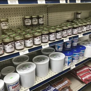 Some of the Amish food available for purchase inside of the market.