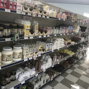 Some of the Amish food available for purchase inside of the market.