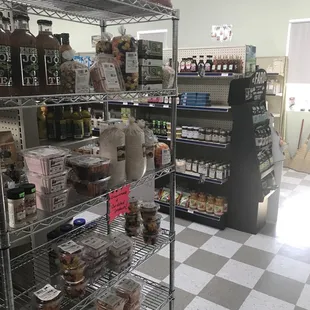 Some of the Amish food available for purchase inside of the market.