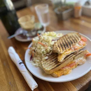 Grilled cheese sandwich with their homemade coleslaw.