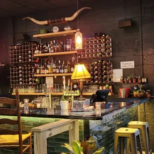 the bar and dining area