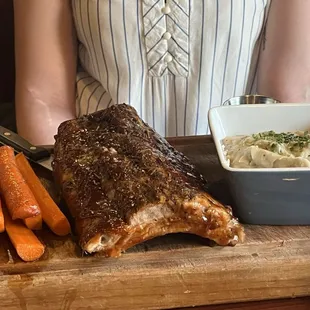 Rosemary BBQ Half Rack with Brown Sugar Glazed Carrots and Garlic Butter Mashed Potatoes