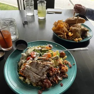 Cobb Salad, Smoked turkey club.