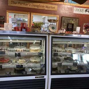 Variety of pies and cheesecakes