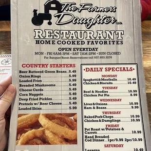 Breakfast menu