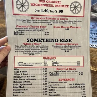 Breakfast menu