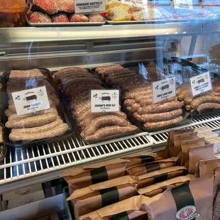 Some of the sausages available for purchase.