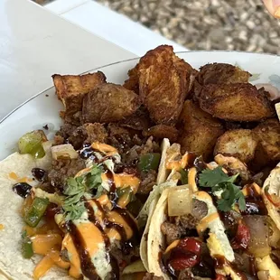Breakfast tacos with chorizo