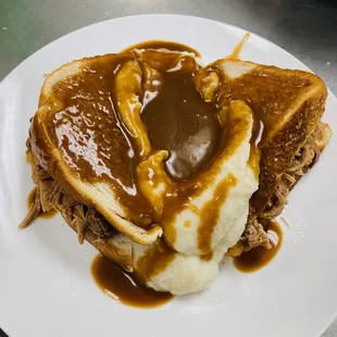 Open faced roast beef special