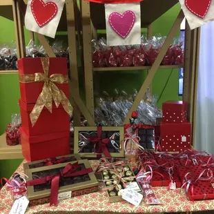 a display of valentine's day candy