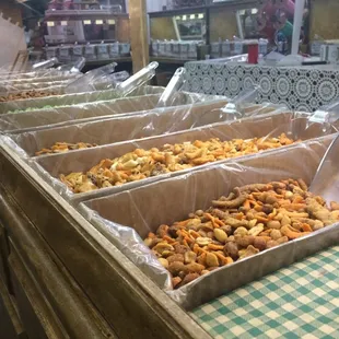 several trays of nuts