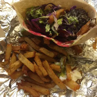 Falafel sandwich with fries!