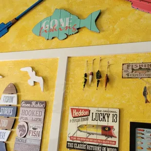 a collection of fishing related items