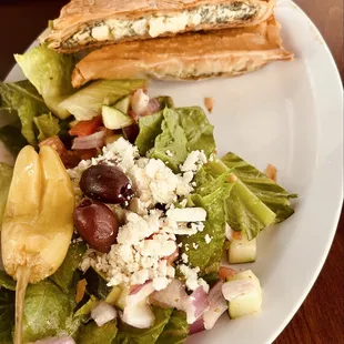 My very first spinach pie served with a side Greek salad...