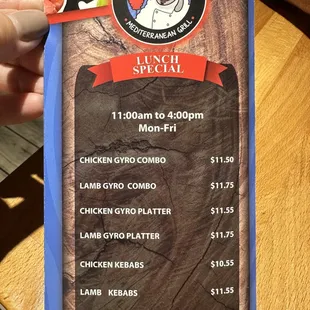 menu
