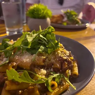 Lamb ragu and rigatoni entree