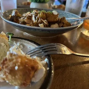 Fried artichoke and roasted cauliflower.