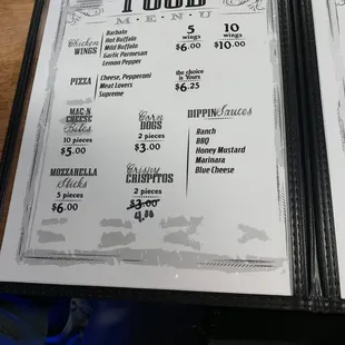 the menu for the restaurant