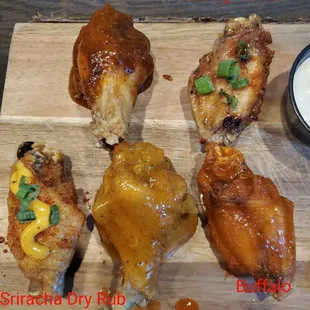 $8 Wing Sampler - Cayane Ranch 2nd best flavor wing. The other flavors in this photo weren&apos;t good.