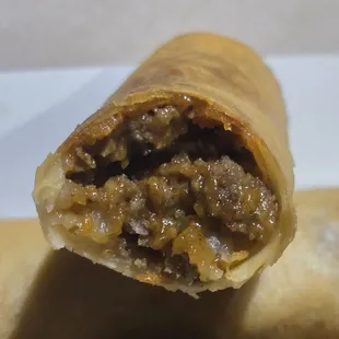 Inside a taco egg roll