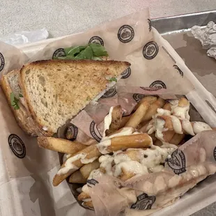 Turkey sandwich on sourdough and truffle fries