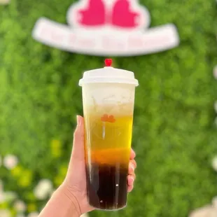 Jasmine Green Tea Sea Salt Crema with boba