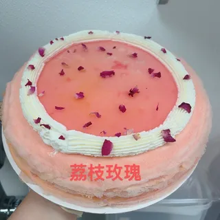 9" Lychee Rose Crepe cake