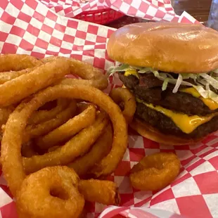 Cab burger with extra patty and bacon