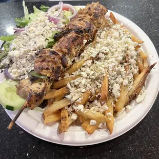 Lunch Chicken Kabob with Hand Cut Greek Fries